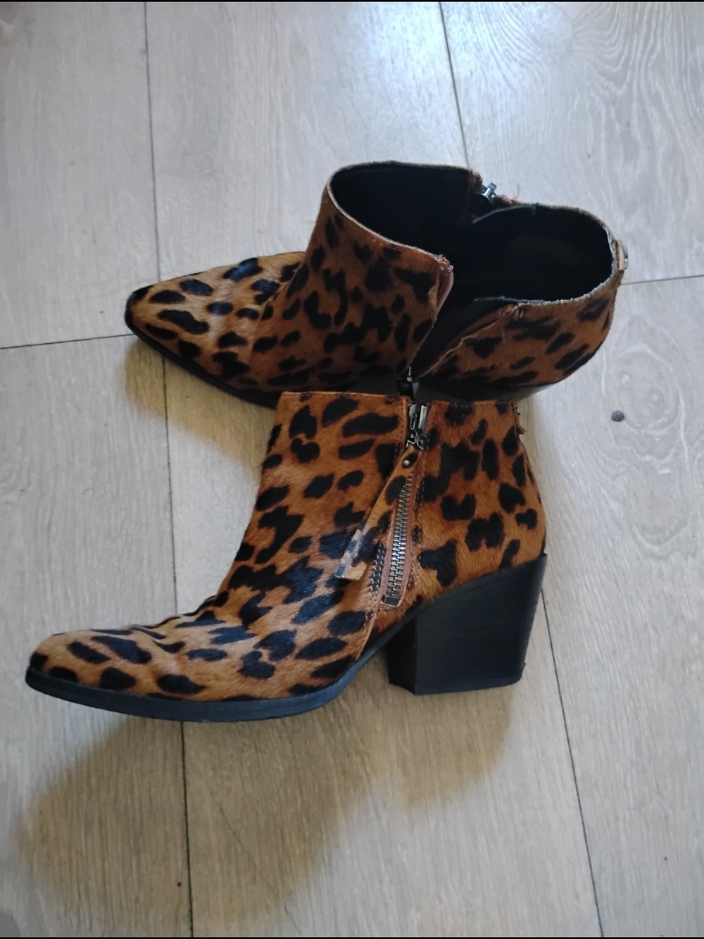 Leopard Print Ankle Boots - Women's Zip-Front Fashion Boots